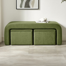 3 Piece Avalon Velvet Bench & Storage Ottoman Set